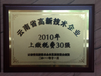 2011年，云南省高新技術企業2010年上稅繳費30強.jpg